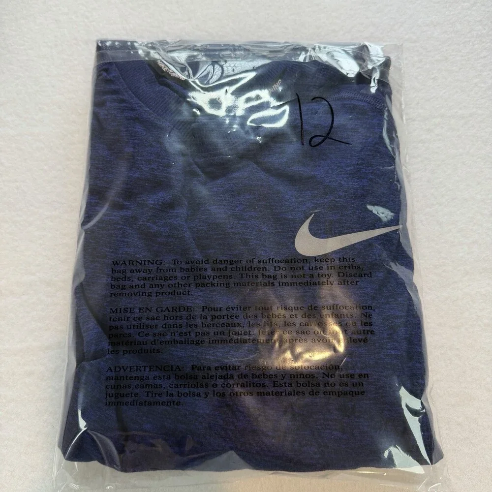 Nike Shirt Mens Extra Large Blue Running Dri Fit Active Long Sleeve Swim